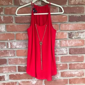 Red Tank with Gold Necklace